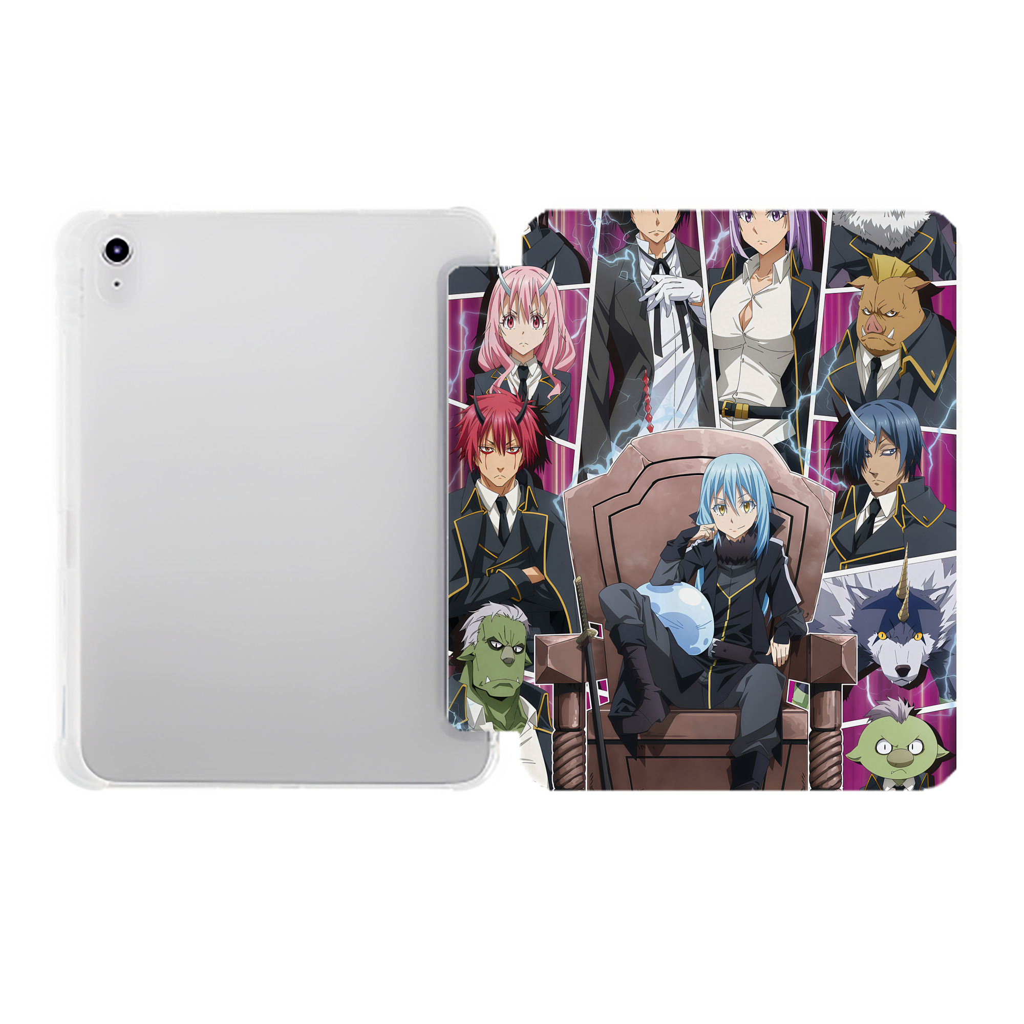 （画像用） 転スラ Regarding Reincarnated to Slime IPad ケース ペン収納付き 三つ折りスタンド PUレザー×シリコン 対応機種9.5/10.5/10.9インチ